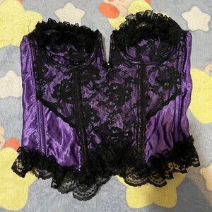 Frederick’s vintage gothic purple and black bustier top